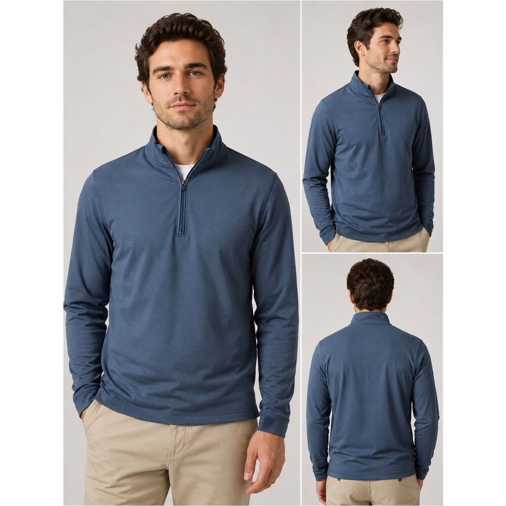 J. Crew Men's Performance Half Zip Slate Blue Grey NEW